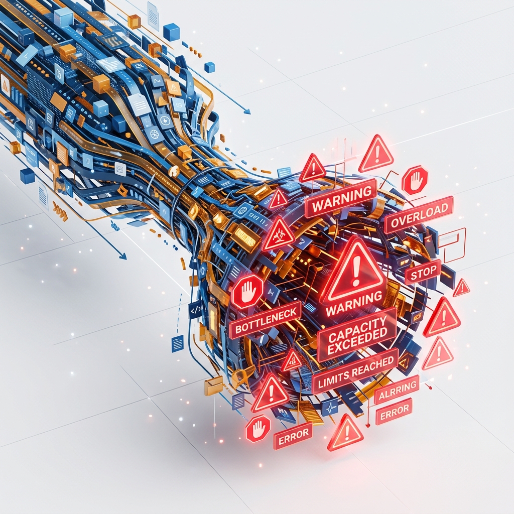 Chaotic bottleneck of infinite digital tasks